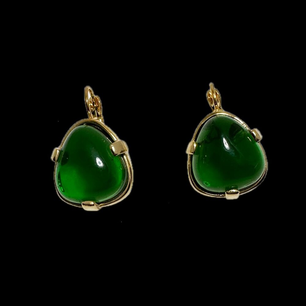 Kenneth Jay Lane, 1″ Glass Cabochon With 3 Prong Nugget-Eurowire-Emerald